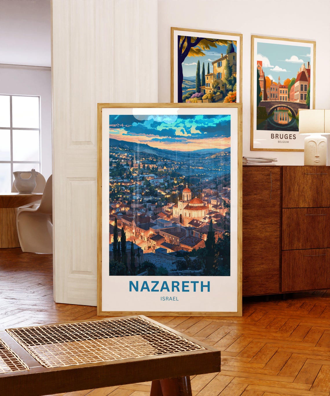 Nazareth Israel City Lights Night Skyline View Travel Poster - Image 5