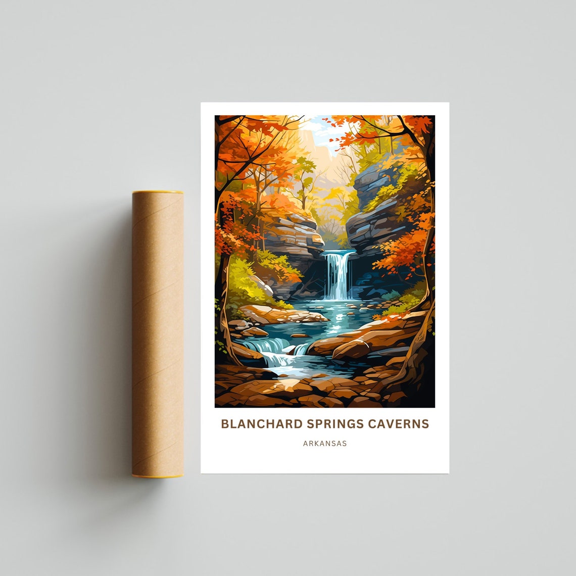 Personalized Blanchard Springs Caverns Arkansas Waterfall Poster - Image 4