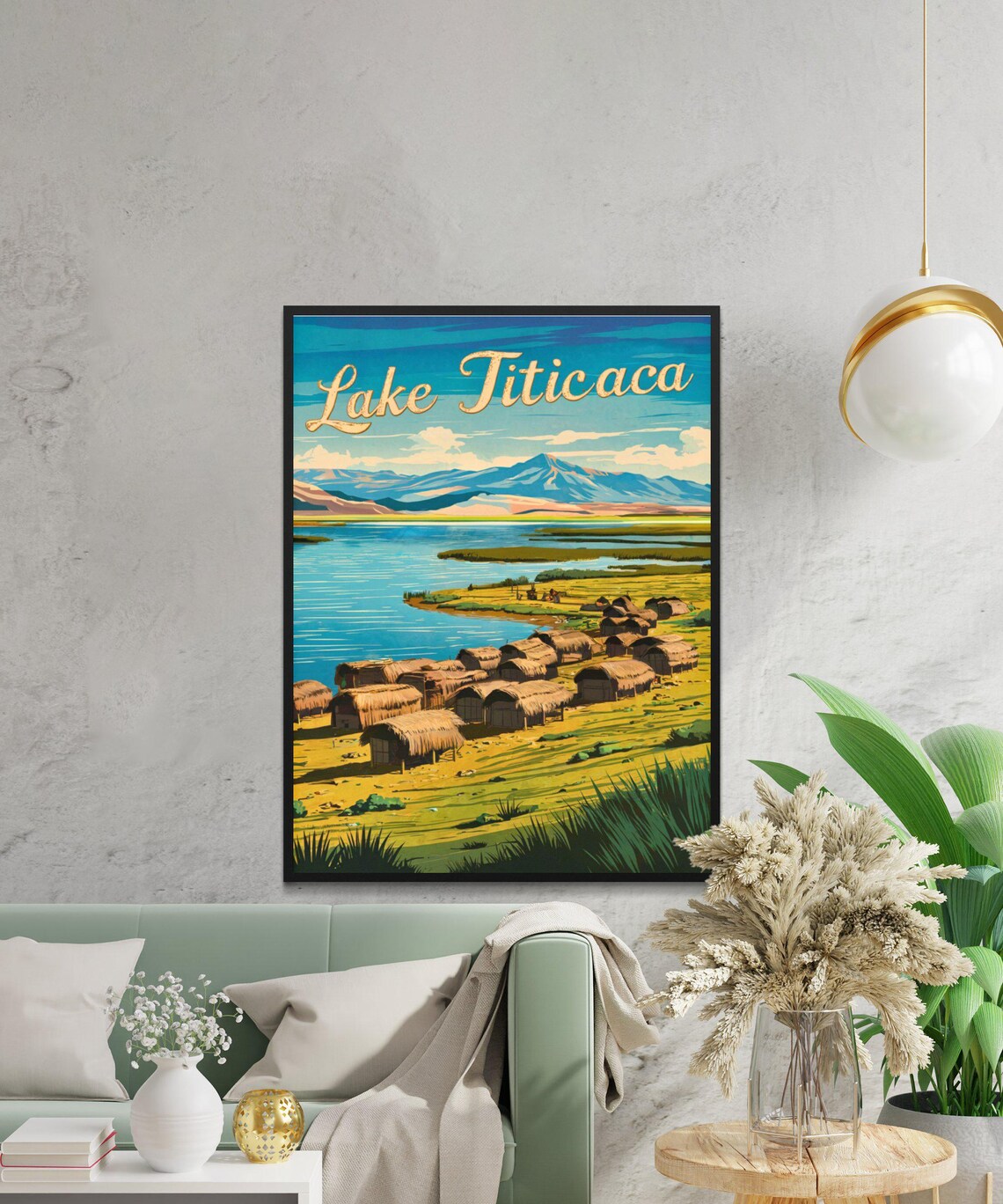 Lake Titicaca Floating Reed Village Shore Vintage Travel Poster - Image 4