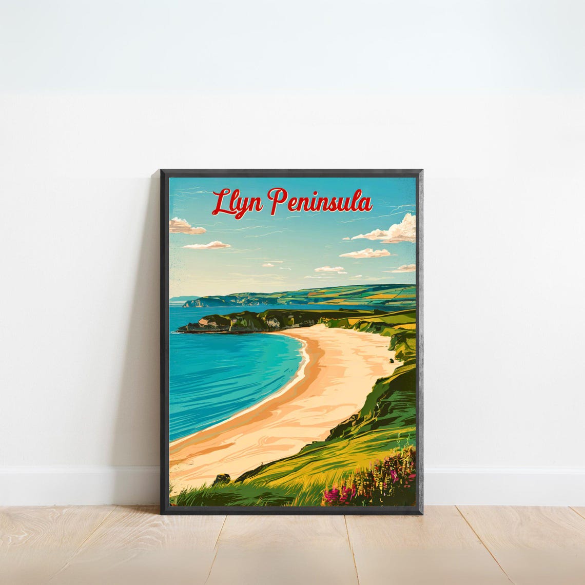 Llyn Peninsula Wales Sandy Cove Cliffs Vintage Travel Poster