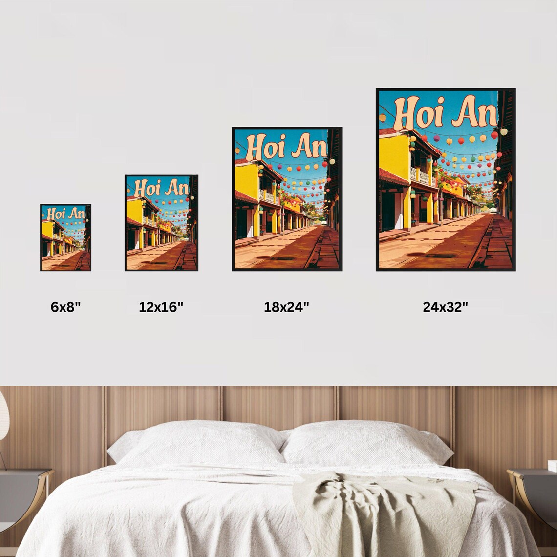 Hoi An Vietnam Lantern Street Old Town Vintage Travel Poster - Image 3