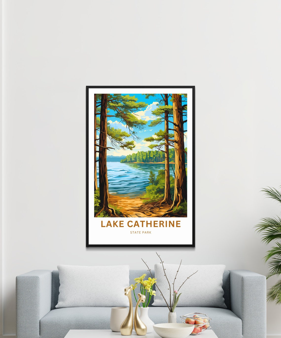 Personalized Lake Catherine State Park Shoreline Travel Poster - Image 3