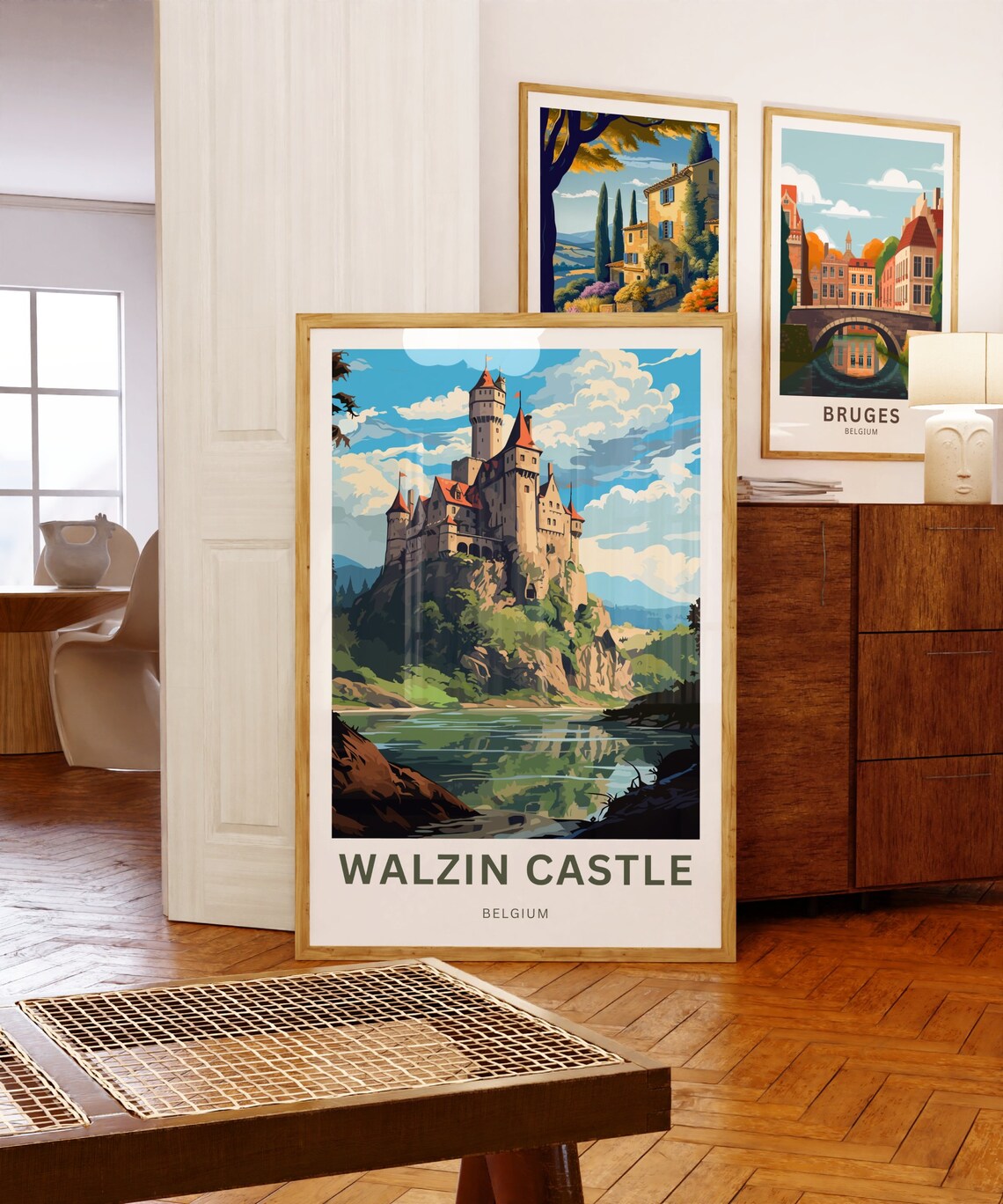 Walzin Castle Belgium Fairytale Cliff Castle River View Travel Poster - Image 5