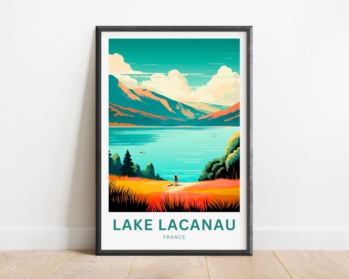 Lake Lacanau France Lone Walker Orange Hills Lakeside Poster
