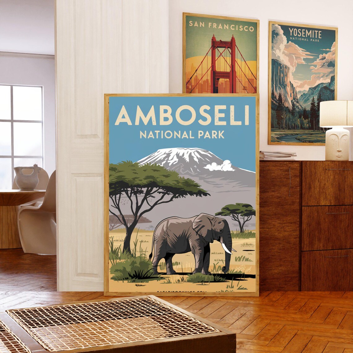 Amboseli National Park Vintage Elephant Kilimanjaro Safari Poster - Image 5