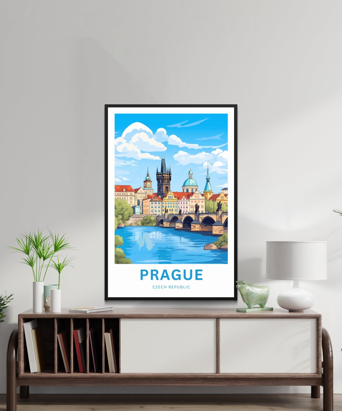 Prague Czech Republic Charles Bridge Skyline Personalized Poster - Image 2