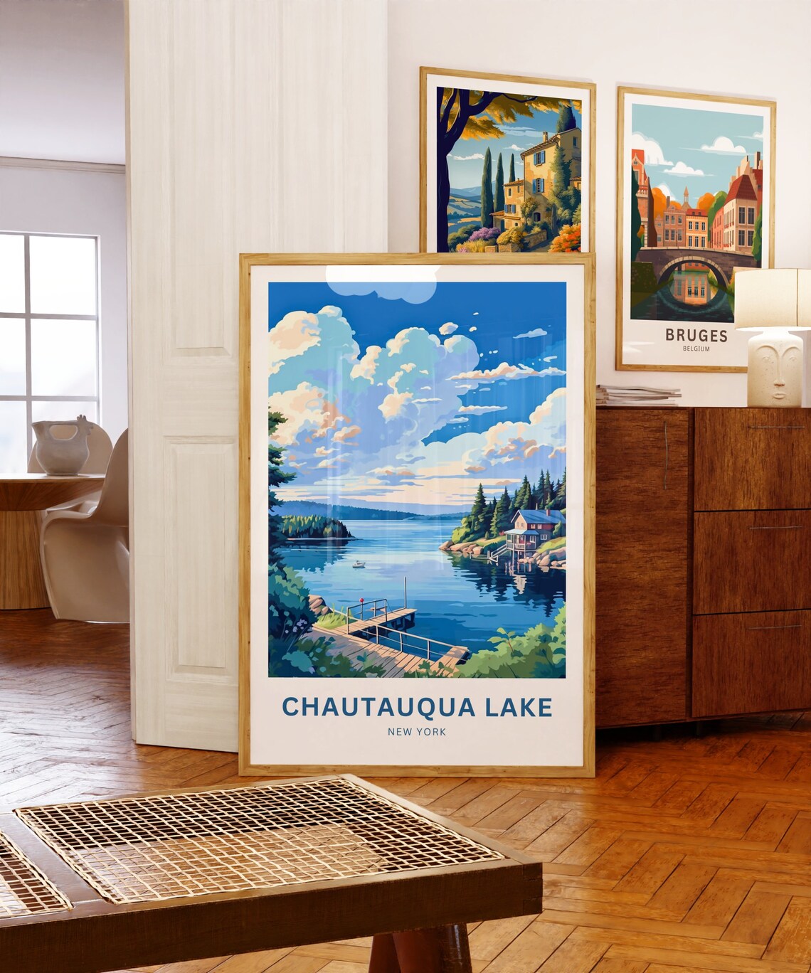 Chautauqua Lake New York Cloudy Morning Shores Dock Travel Poster - Image 5