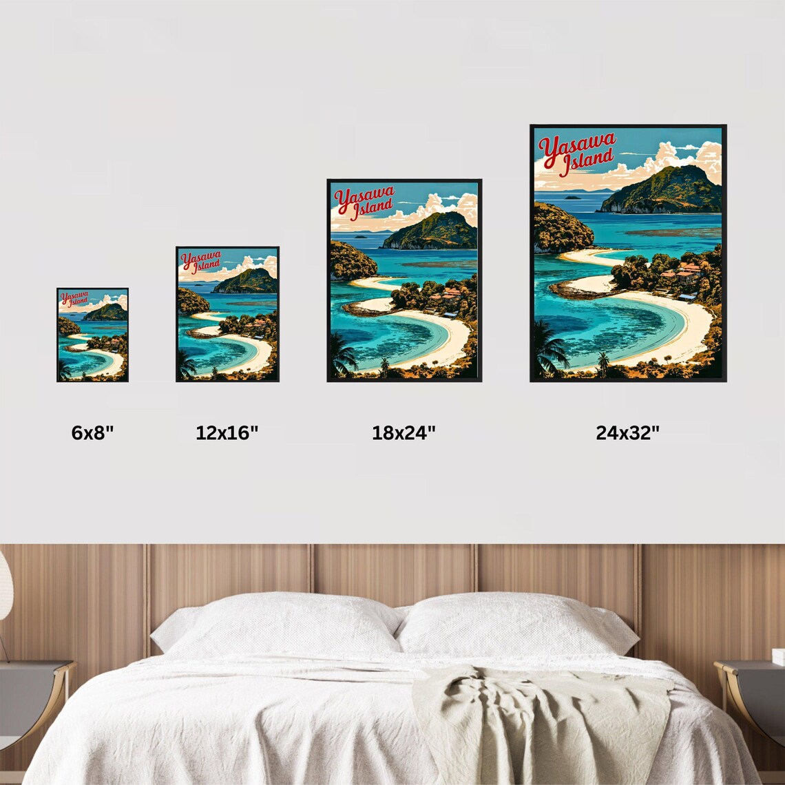 Yasawa Island Fiji Turquoise Lagoon Beach Vintage Travel Poster - Image 4