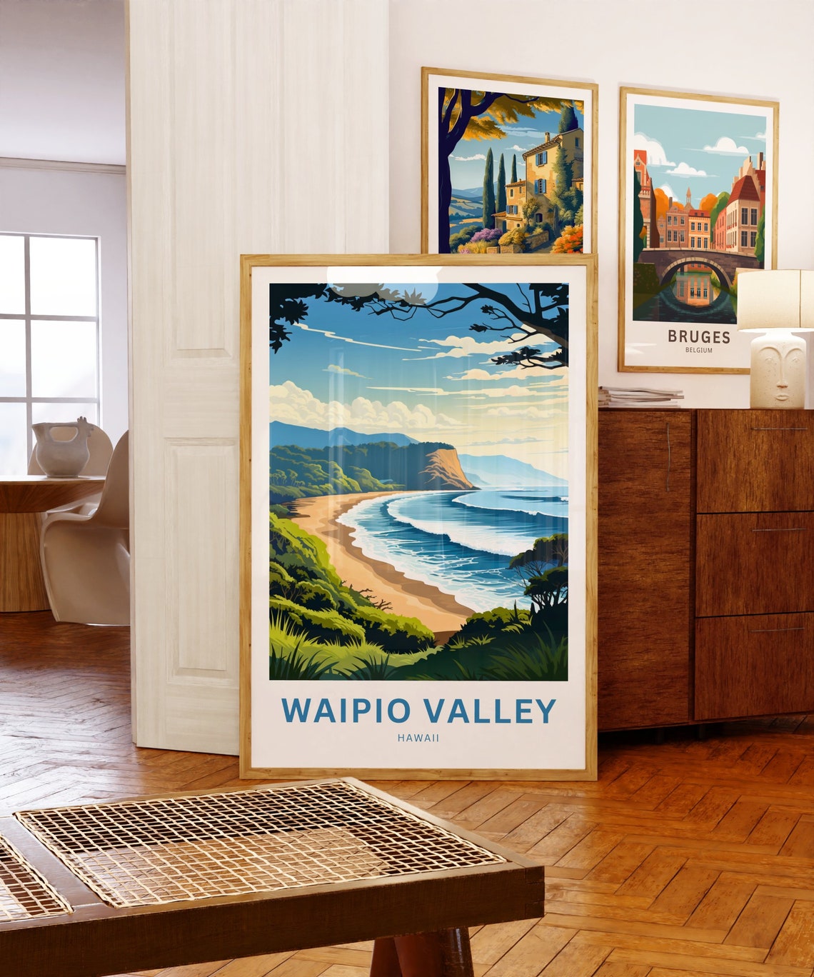 Waipio Valley Hawaii Golden Sand Ocean Cliffs Personalized Poster - Image 5