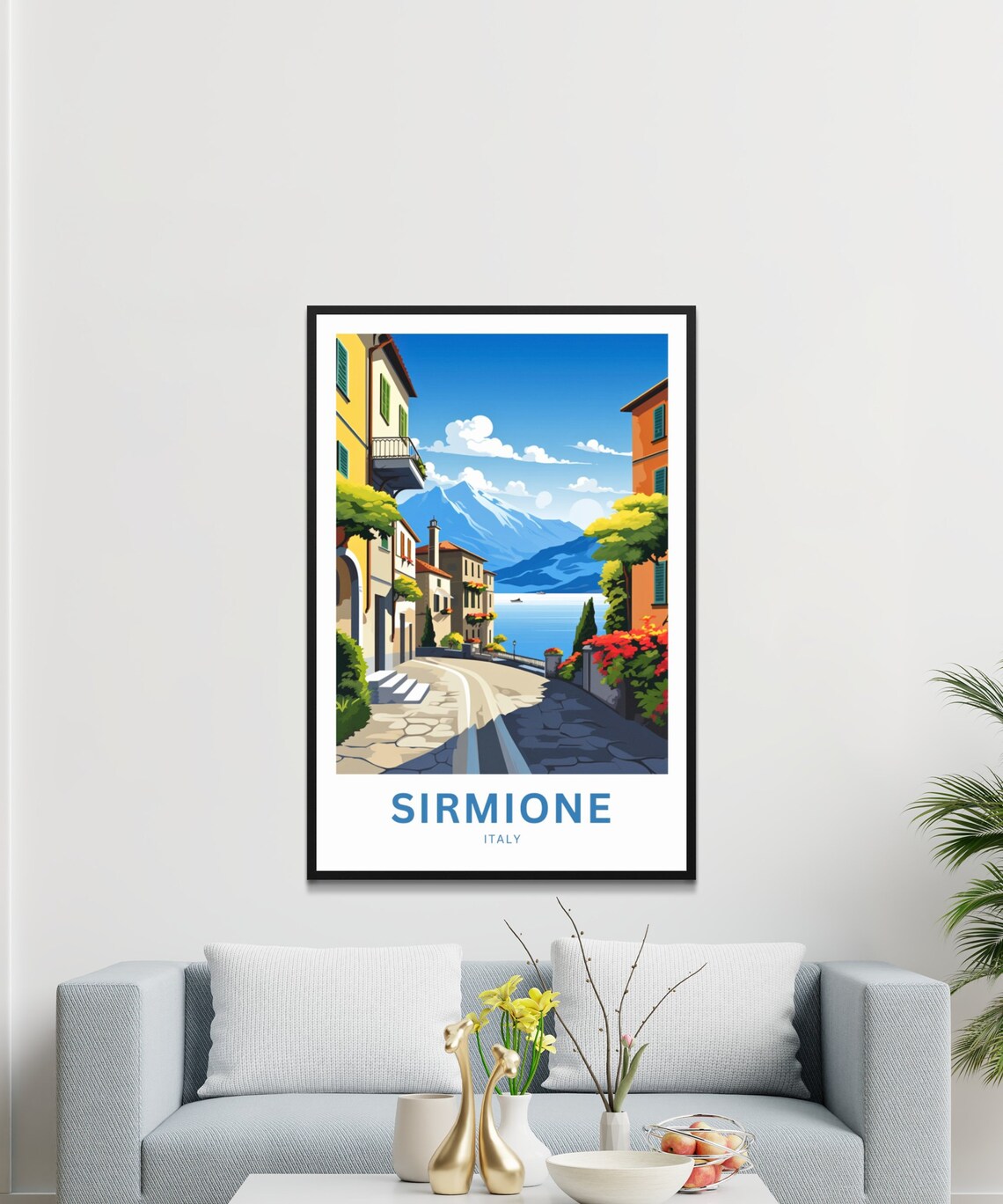 Sirmione Italy Curved Street Lake View Vintage Travel Poster - Image 2