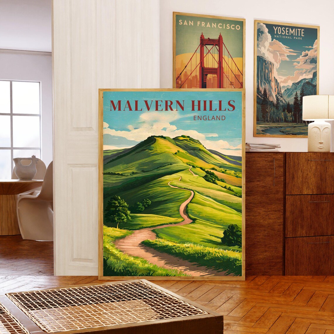 Malvern Hills England Vintage Rolling Green Hills Path Travel Poster - Image 5