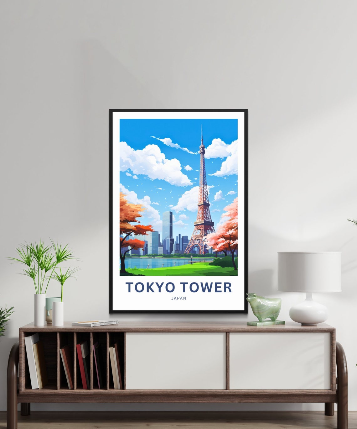 Personalized Tokyo Tower Japan Cherry Blossom Skyline Travel Poster - Image 3
