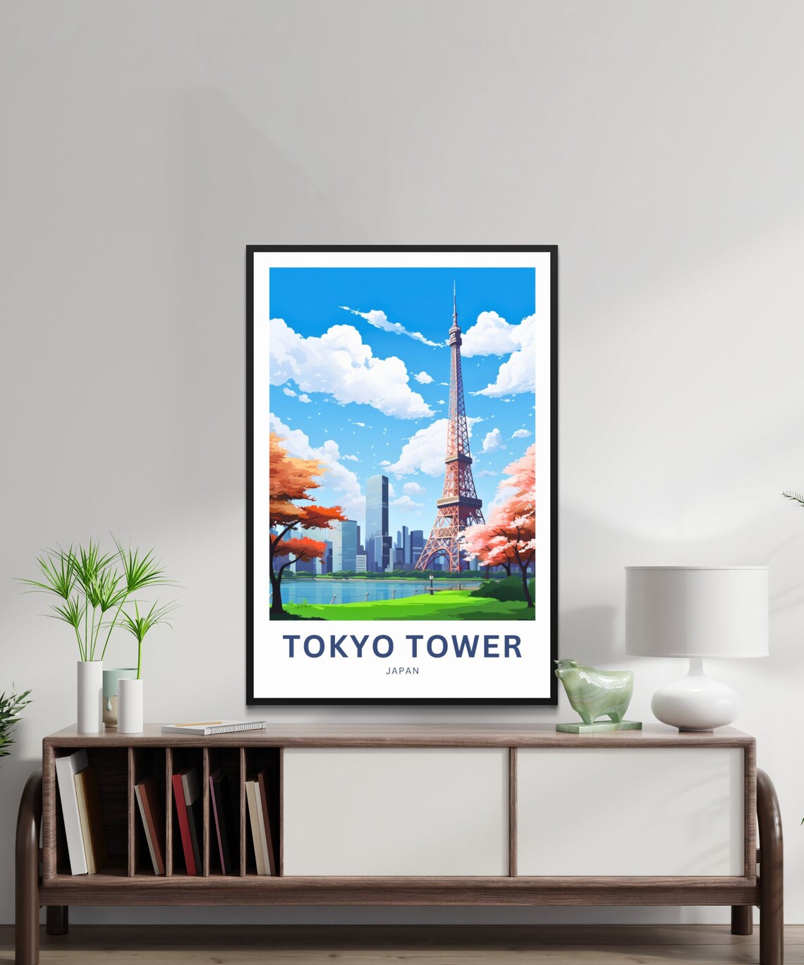 Tokyo Tower Japan Cherry Blossom Park City Skyline Travel Poster - Image 3