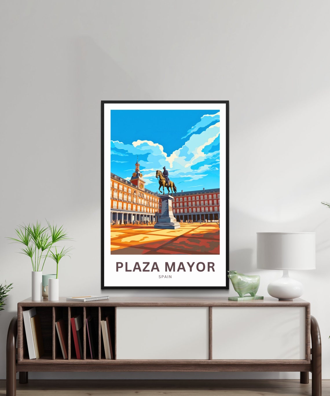 Plaza Mayor Madrid Spain Equestrian Statue Square Art Poster - Image 2