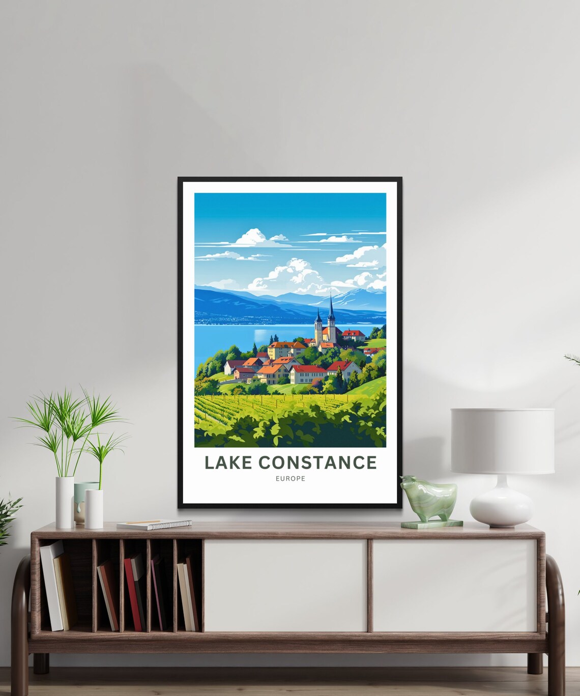 Lake Constance Vineyard Village Personalized Europe Travel Poster - Image 3