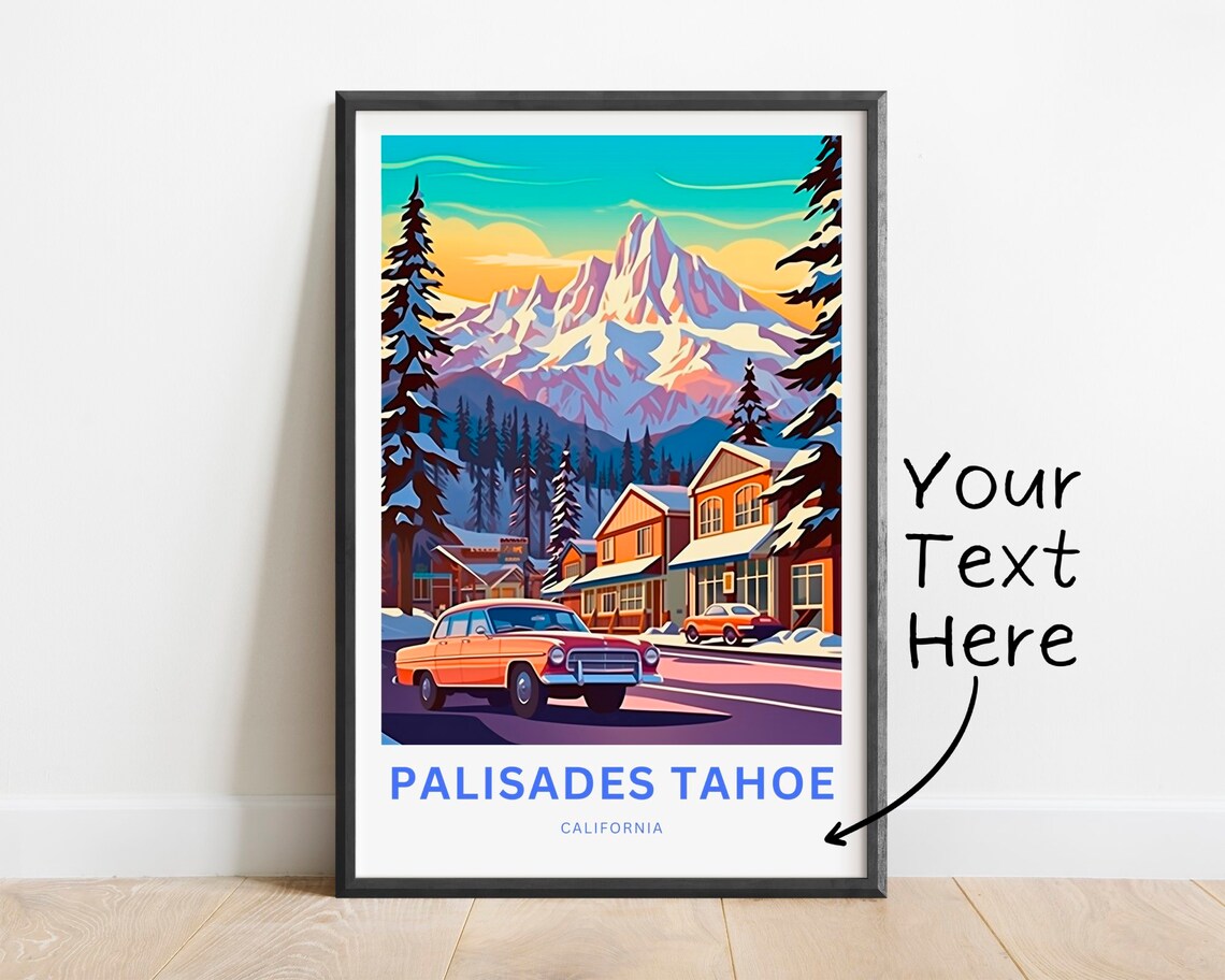 Palisades Tahoe Retro Village Street Personalized Ski Poster
