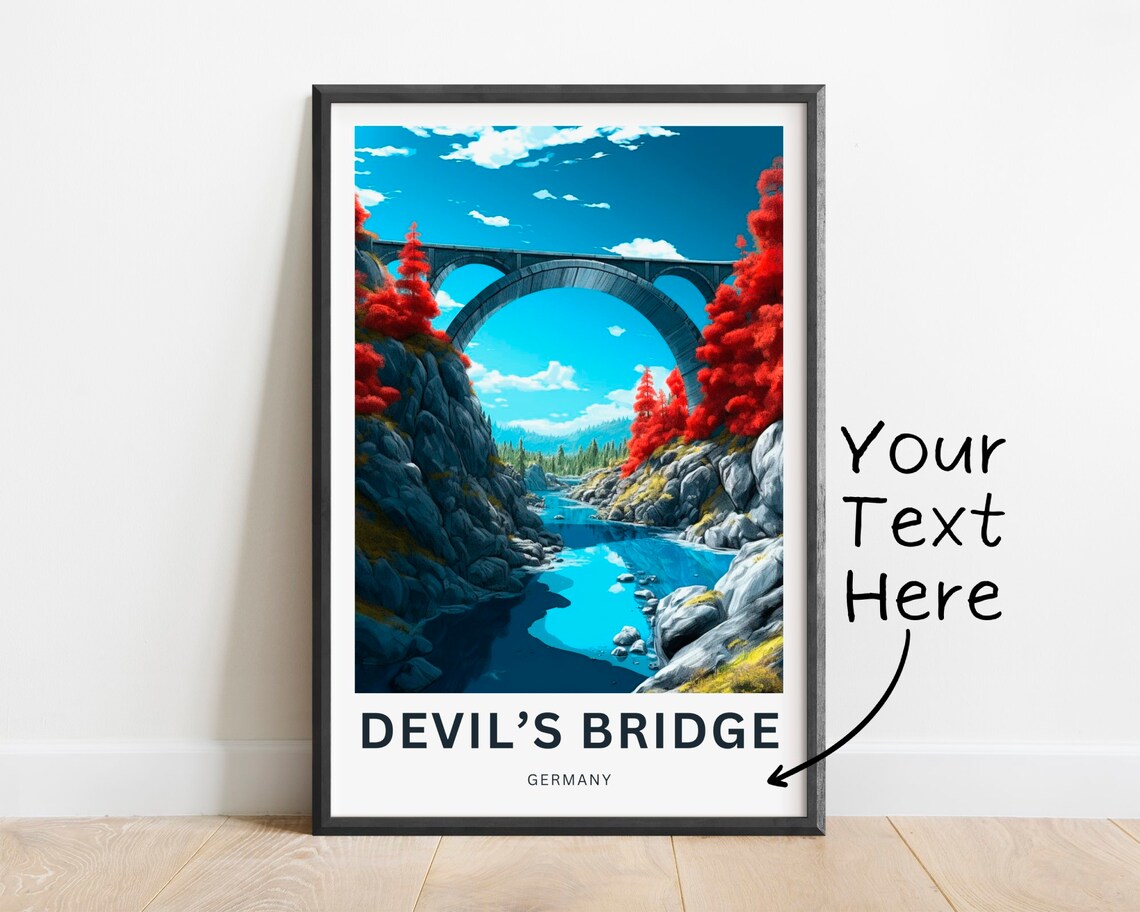Devils Bridge Travel Poster, Germany Personalized