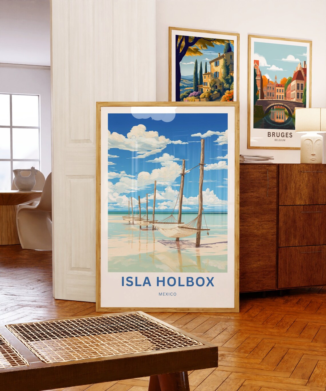 Isla Holbox Mexico Beach Hammocks Over Turquoise Water Poster - Image 5