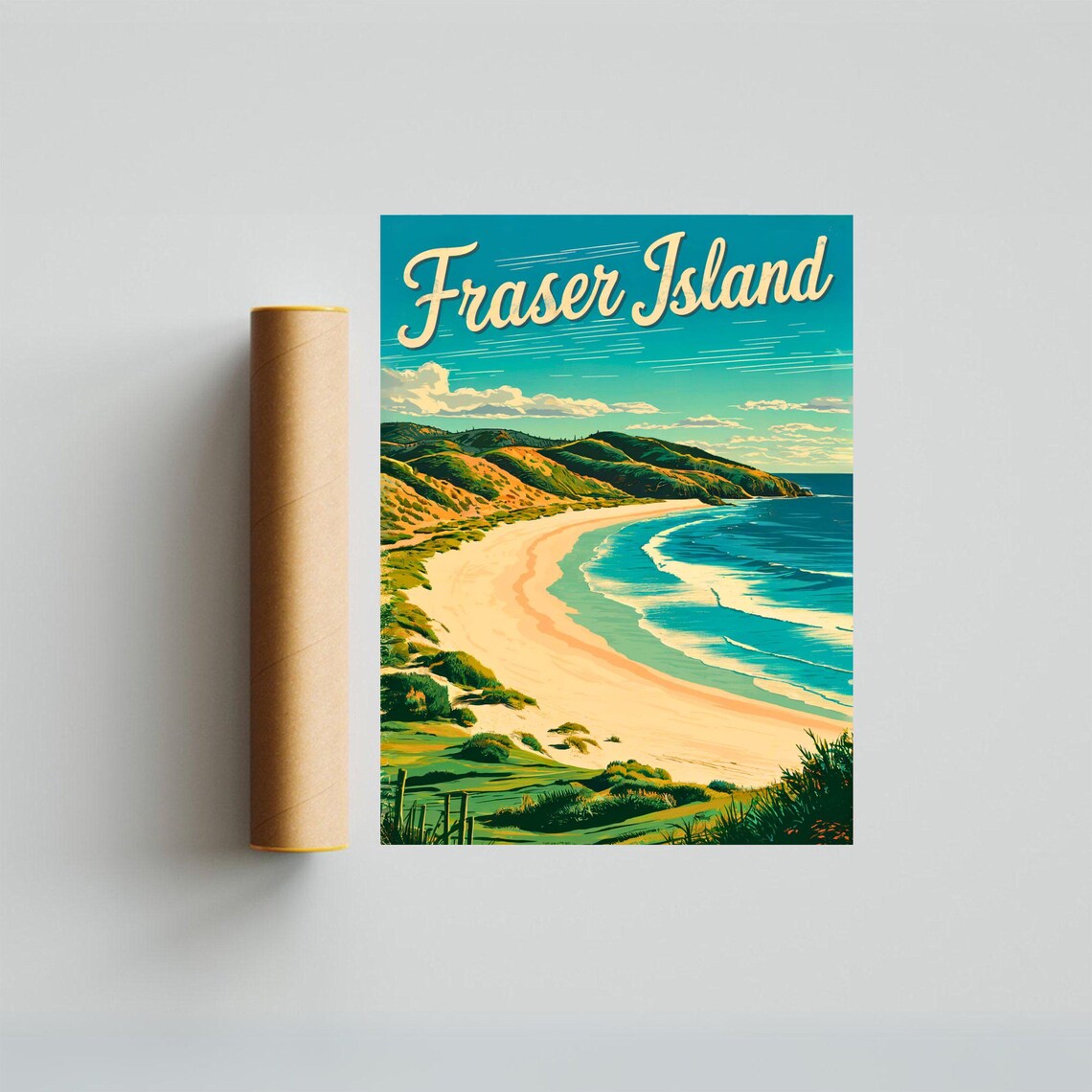 Fraser Island Australia Golden Beach Cove Vintage Travel Poster - Image 3