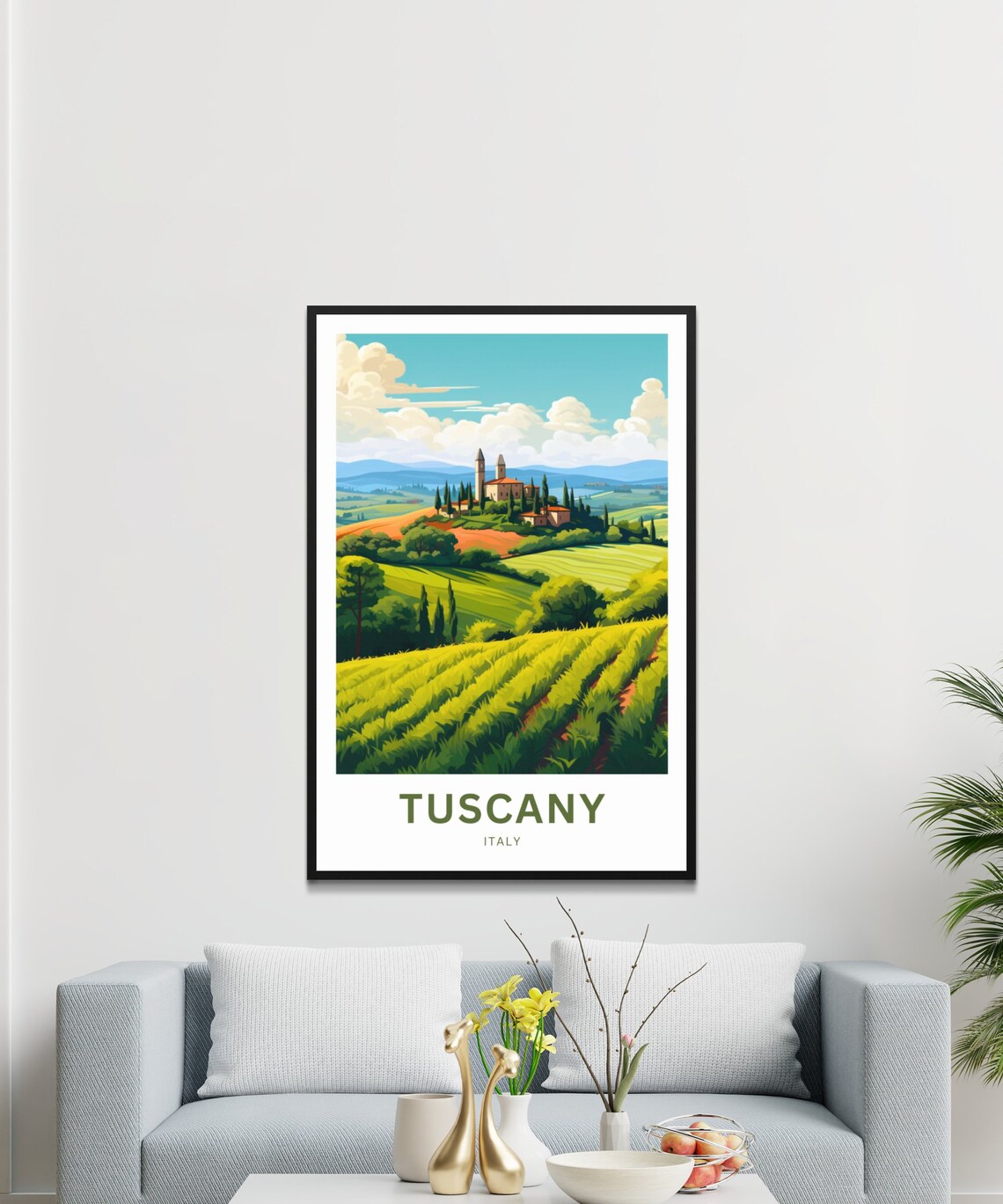 Personalized Tuscany Italy Vineyard Hills Village Travel Poster - Image 3