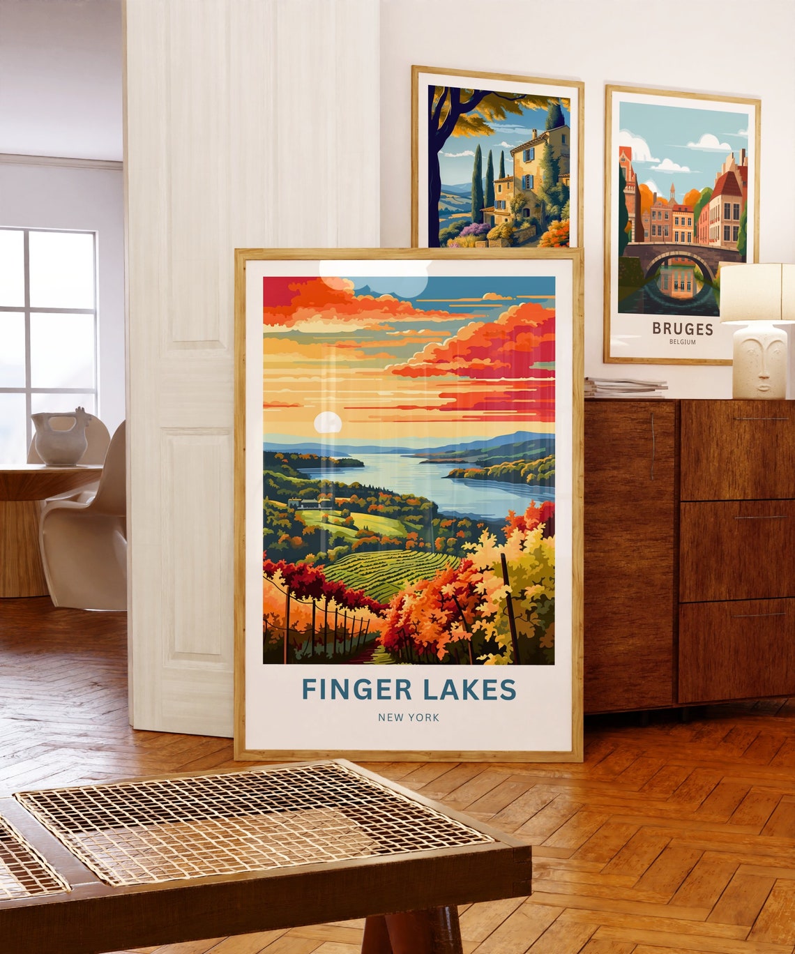 Personalized Finger Lakes New York Sunset Vineyard Lake Poster - Image 5