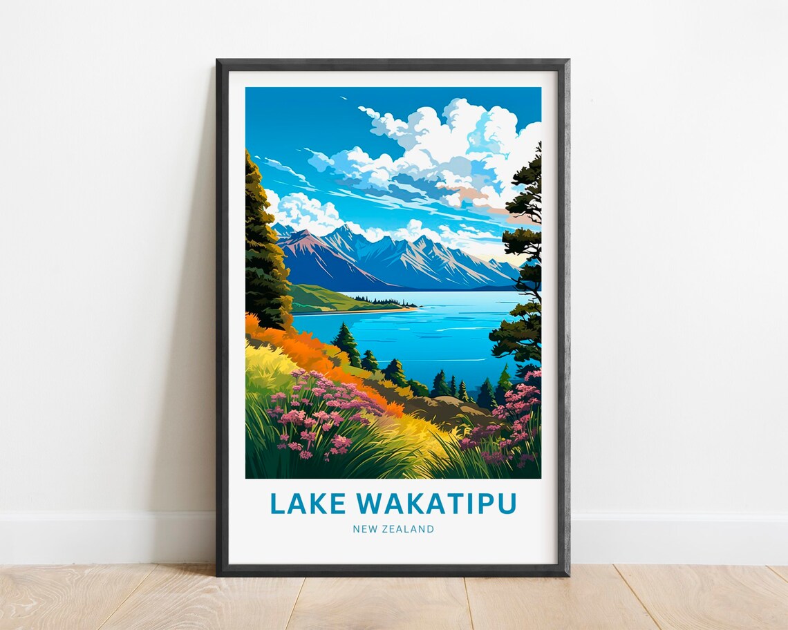 Lake Wakatipu New Zealand Alpine Wildflower Meadow Landscape Poster