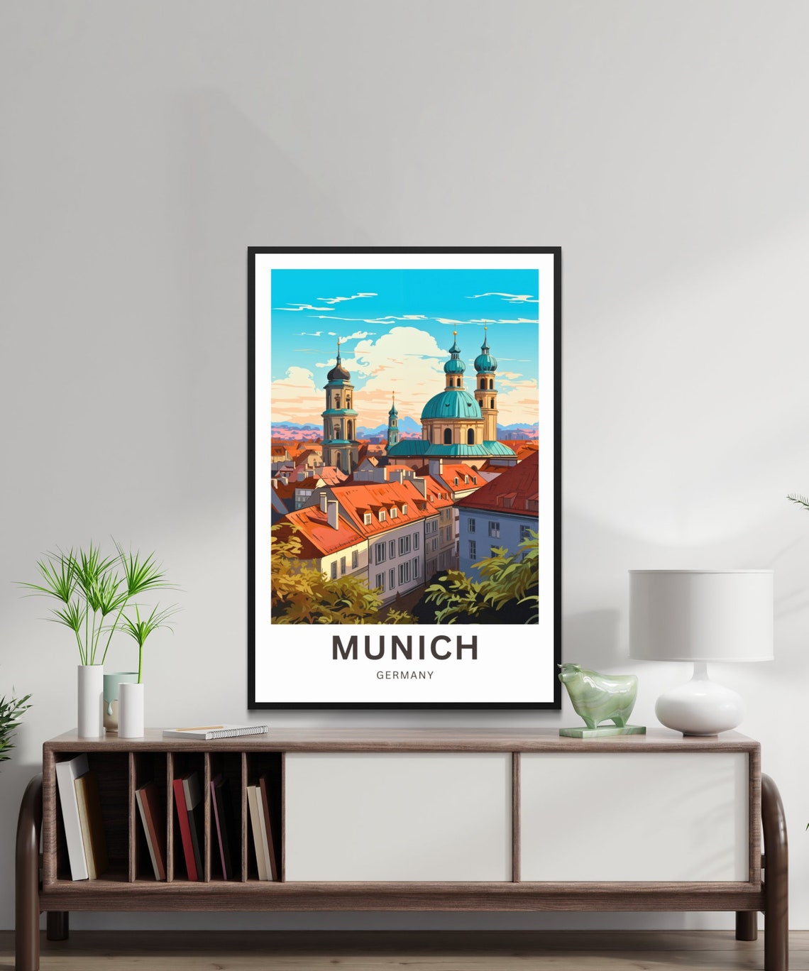 Personalized Munich Germany Old Town Roofs Church Art Poster - Image 4