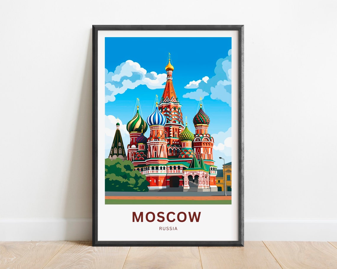 Moscow St Basils Cathedral Onion Dome Landmark Travel Poster