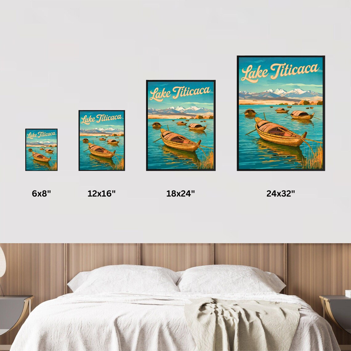Lake Titicaca Reed Boats Andes Mountains Vintage Travel Poster - Image 4