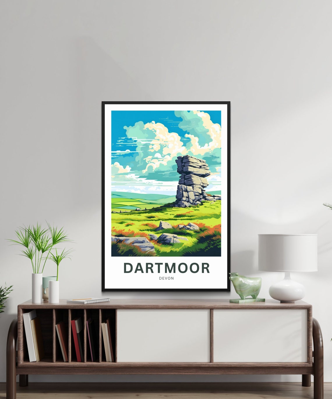 Dartmoor Devon Stacked Rock Tor Grassland Scene Travel Poster - Image 2