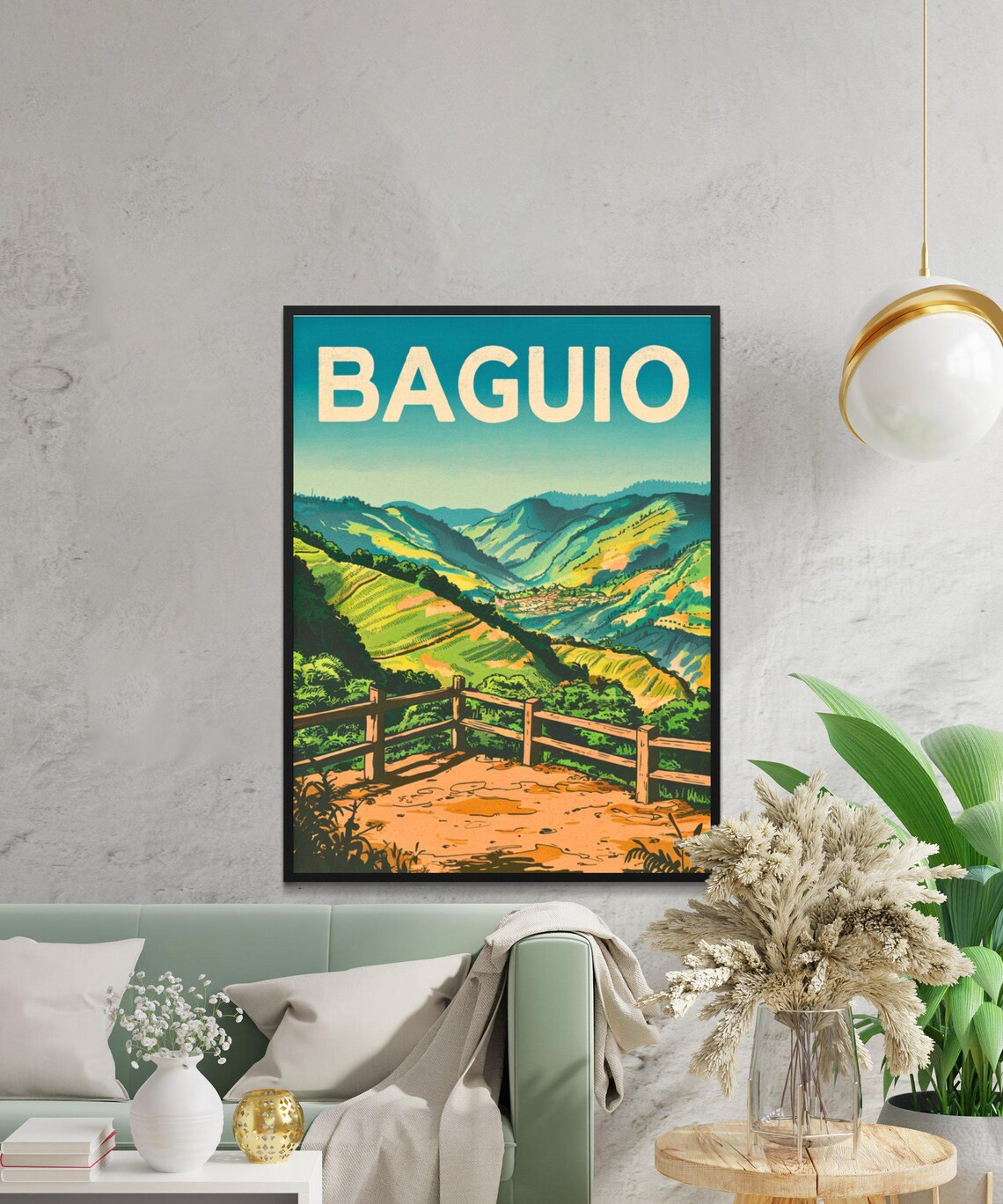 Baguio City Philippines Mountain Terraces Overlook Vintage Poster - Image 2