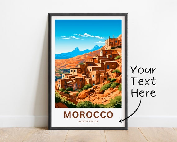 Personalized Morocco Travel Print Morocco Poster North Africa Wall Art Framed Present Gift North Africa Present
