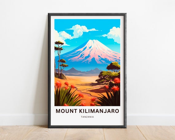 Mount Kilimanjaro Print Mount Kilimanjaro Poster Tanzania Wall Art Framed Present Gift Africa Present