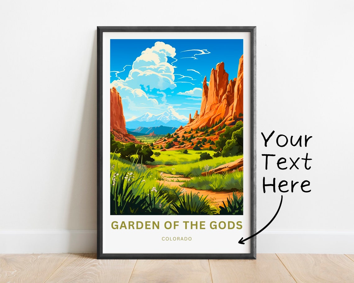 Garden of the Gods Personalized Poster with Pikes Peak Red Rocks