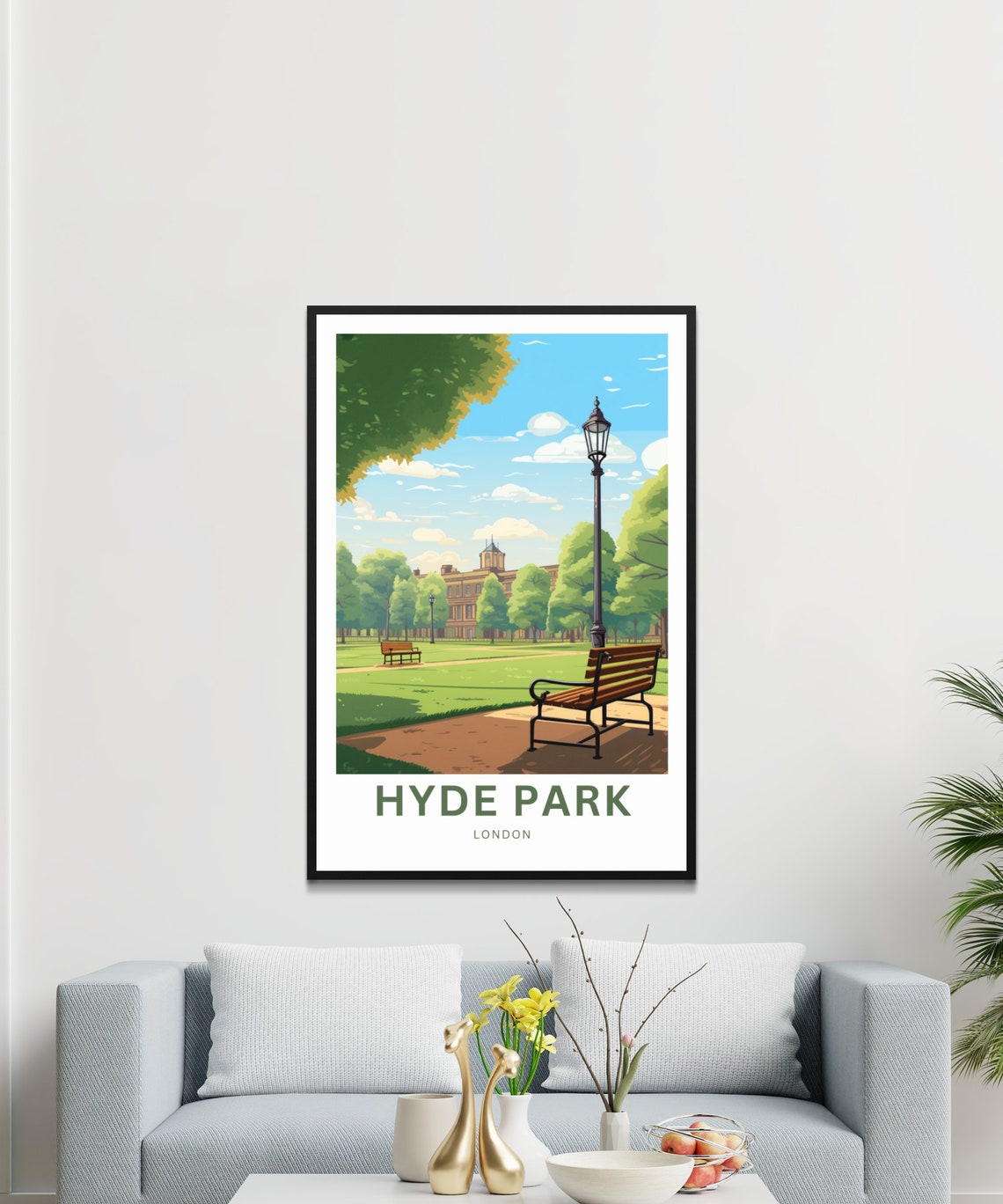 Hyde Park London Green Park Bench Lamp Post Personalized Travel Poster - Image 2