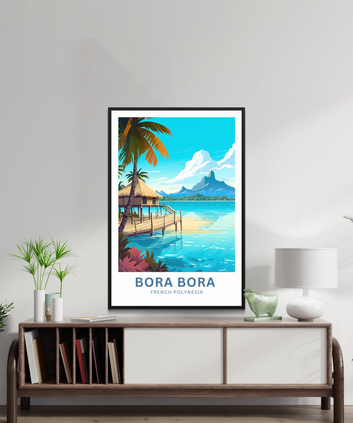 Personalized Bora Bora Overwater Bungalow Lagoon Custom Travel Poster - Image 2