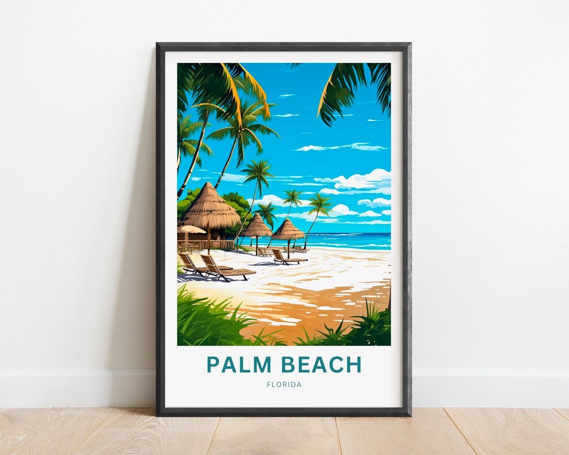 Palm Beach Florida Tropical Beach Palm Tree Modern Art Poster