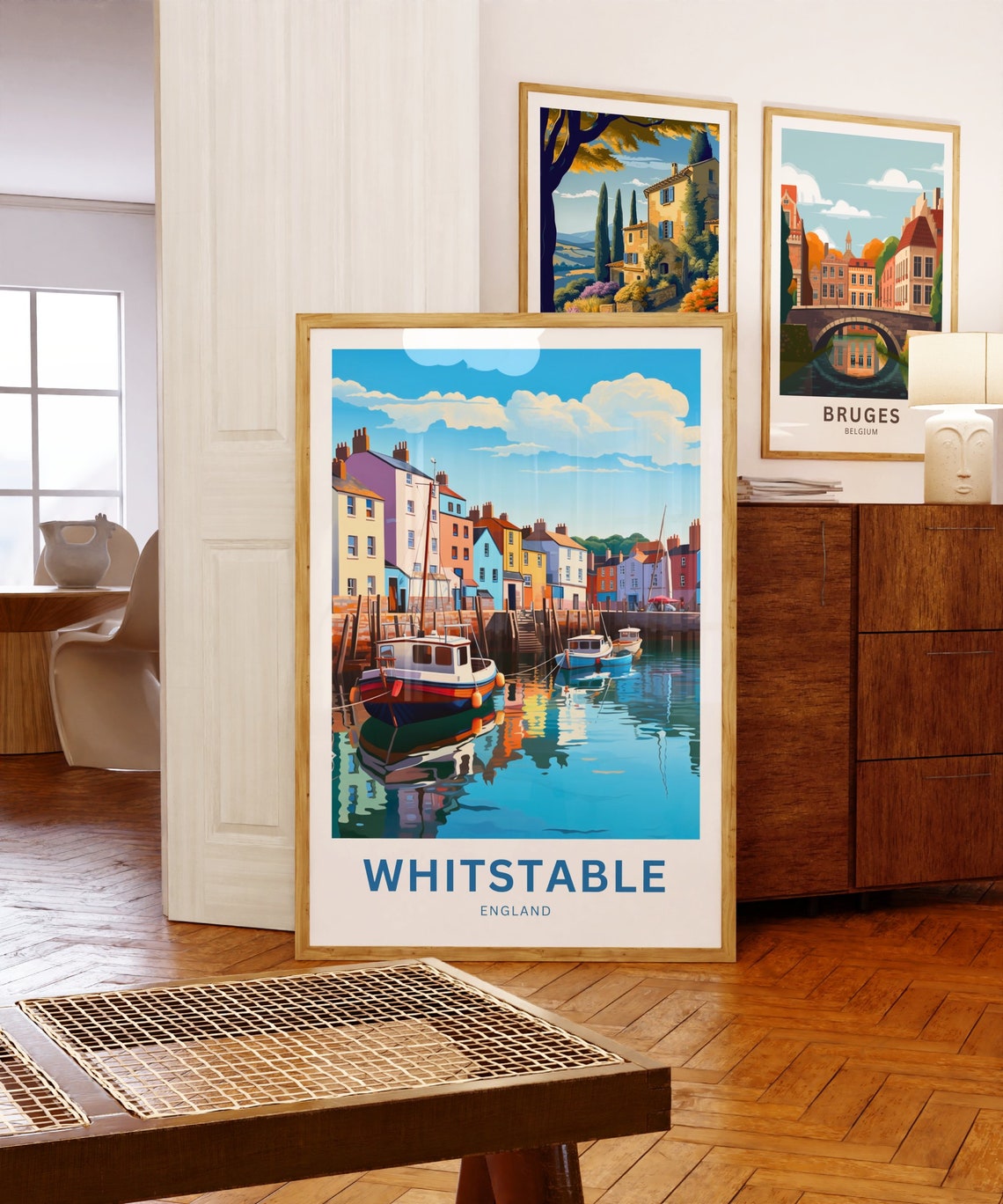 Whitstable England Harbor Boats Scene Personalized Travel Poster - Image 5
