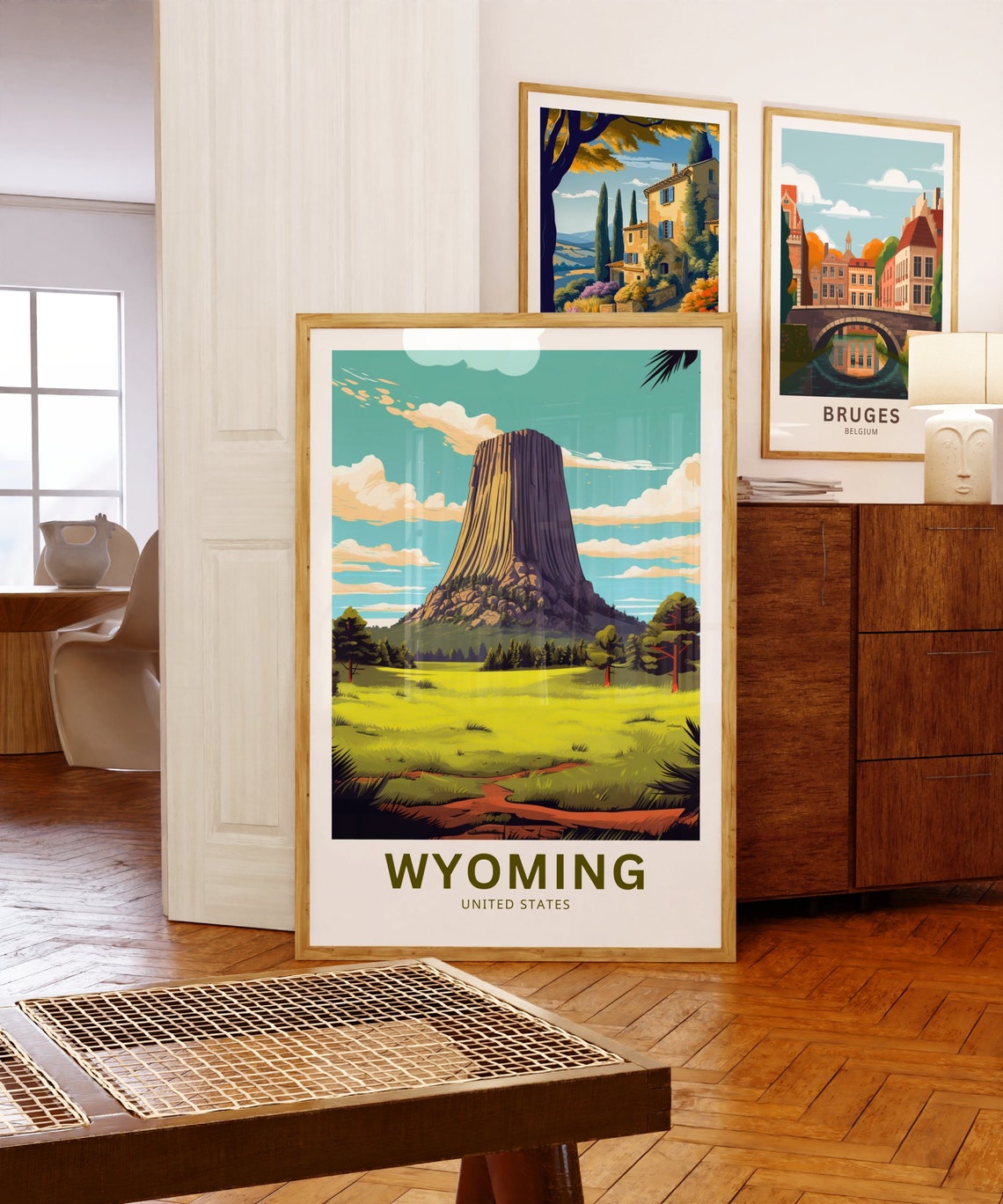 Personalized Wyoming Devils Tower Prairie Illustrated Travel Poster - Image 5