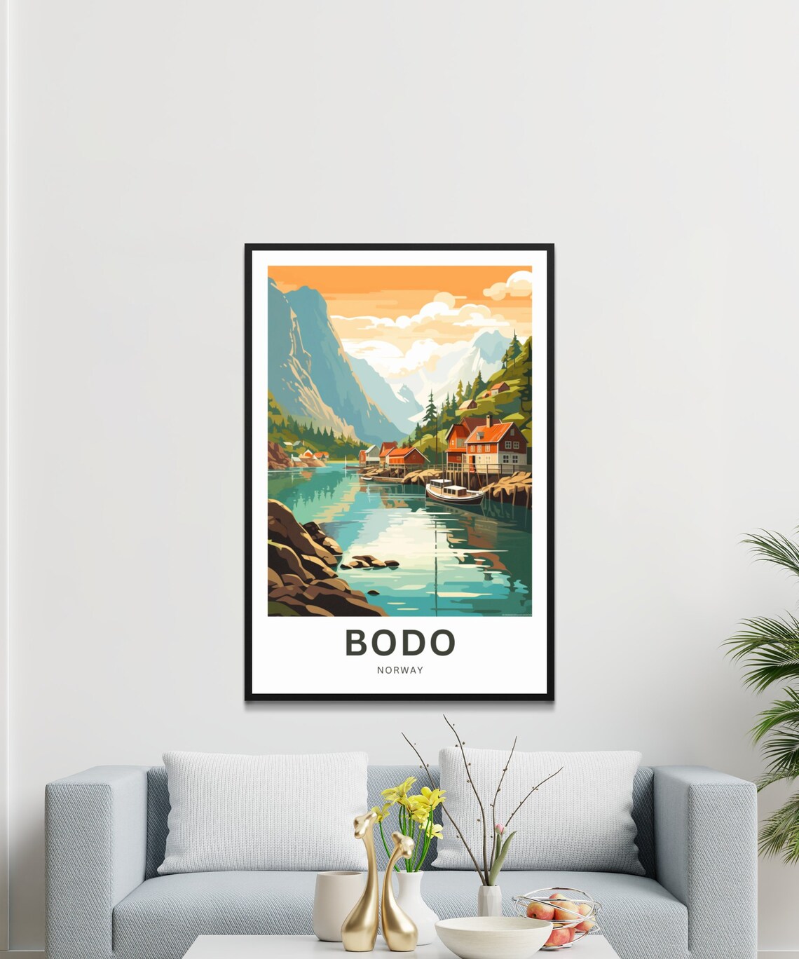 Bodo Norway Fishing Village Fjord Personalized Travel Poster - Image 3