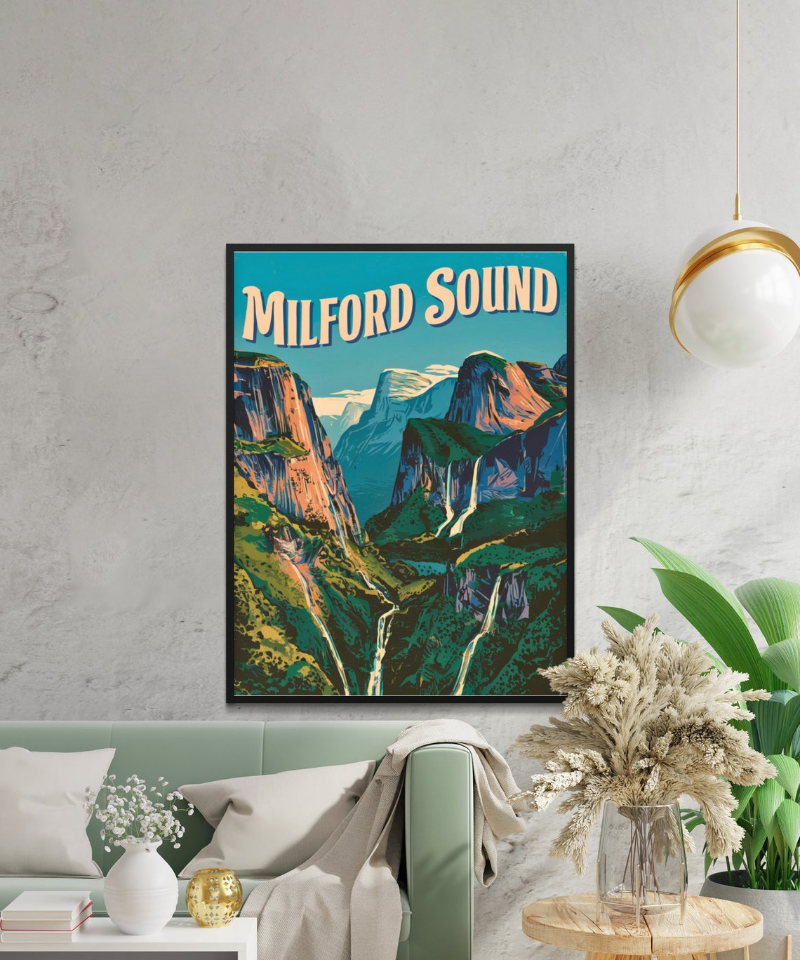 Milford Sound Vintage Travel Poster Milford Sound Print New Zealand Wall Art Framed Present Gift New Zealand Present - Image 2