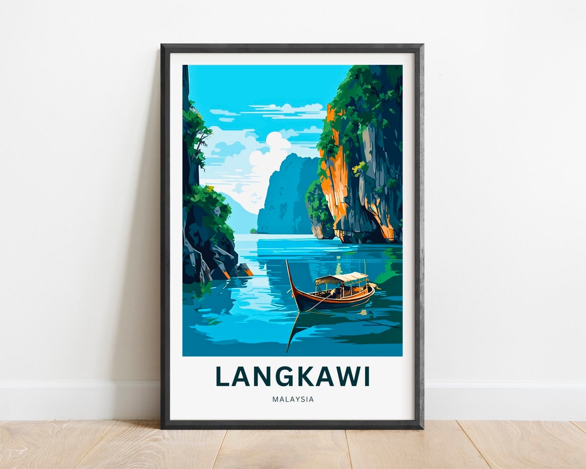 Langkawi Malaysia Longtail Boat Limestone Karsts Travel Poster