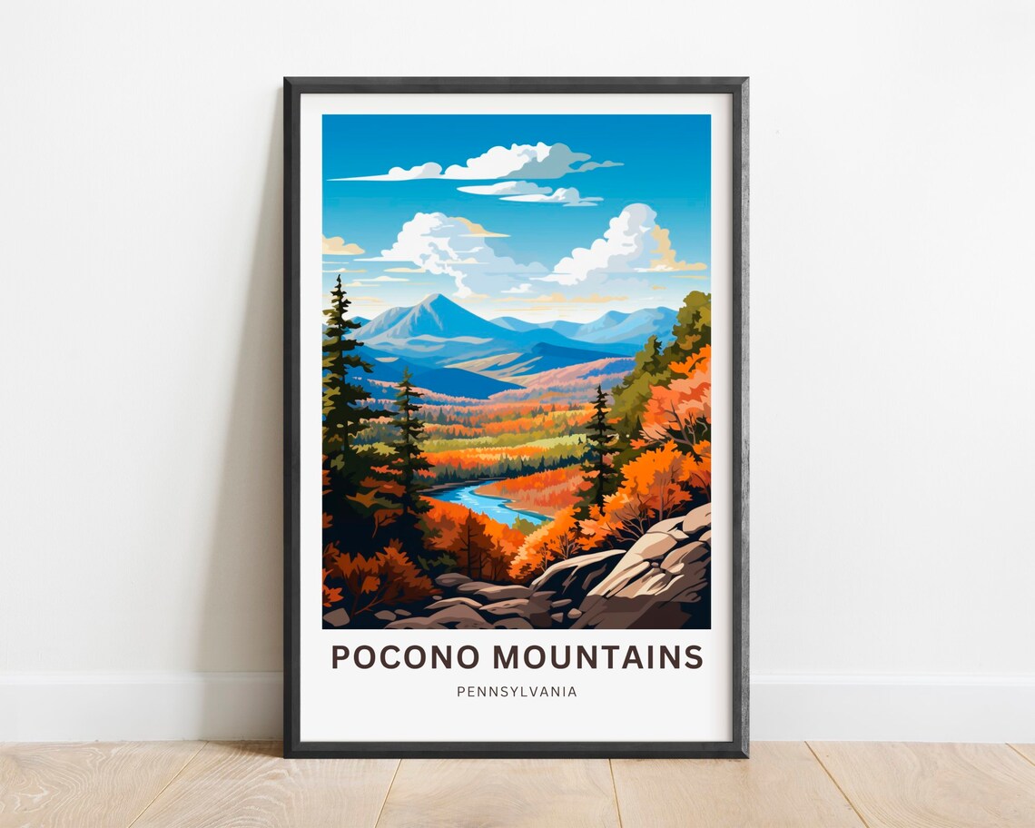 Pocono Mountains Pennsylvania Scenic Autumn Foliage Art Poster