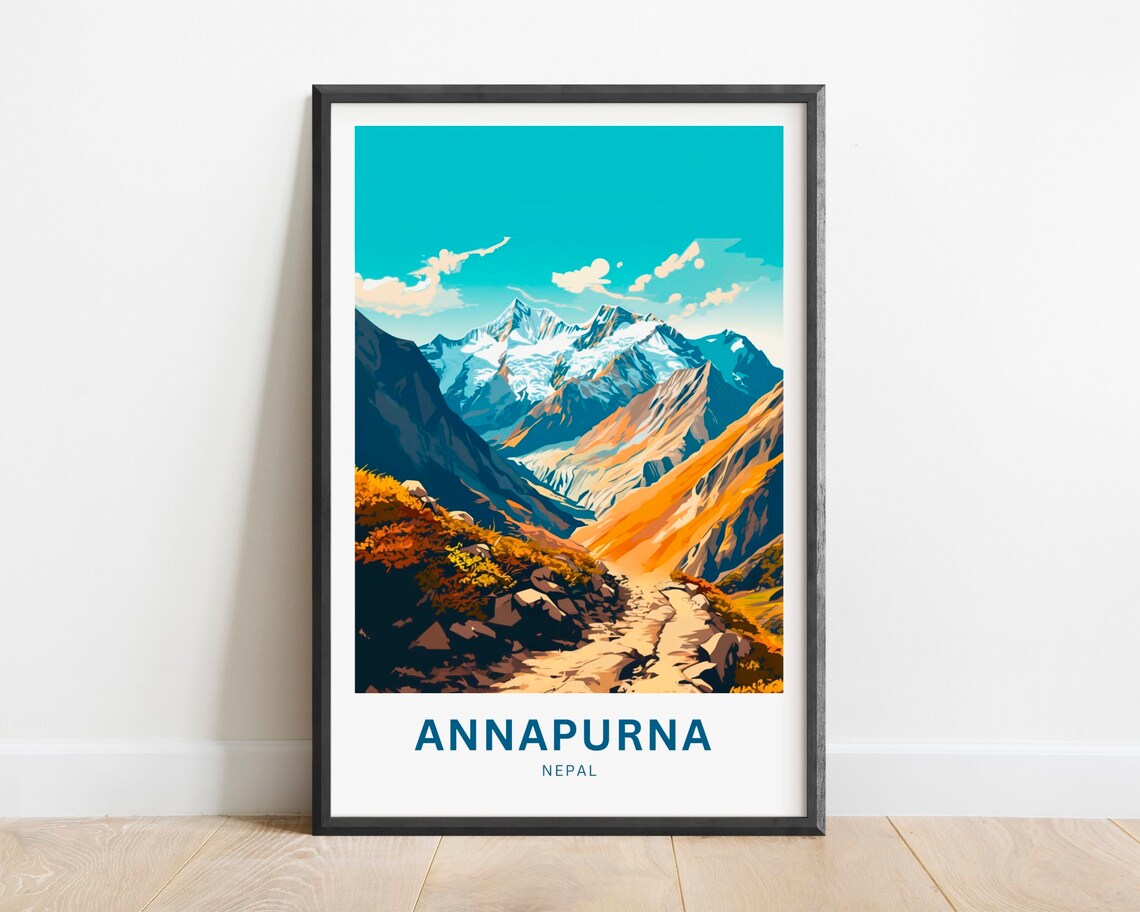 Annapurna Nepal Poster, Himalayan Mountain Art Print