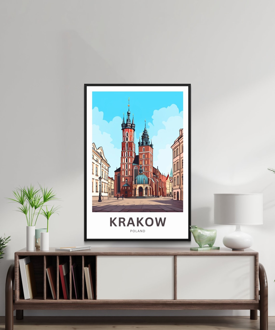 Krakow Poland Saint Marys Basilica Twin Towers Travel Poster - Image 2