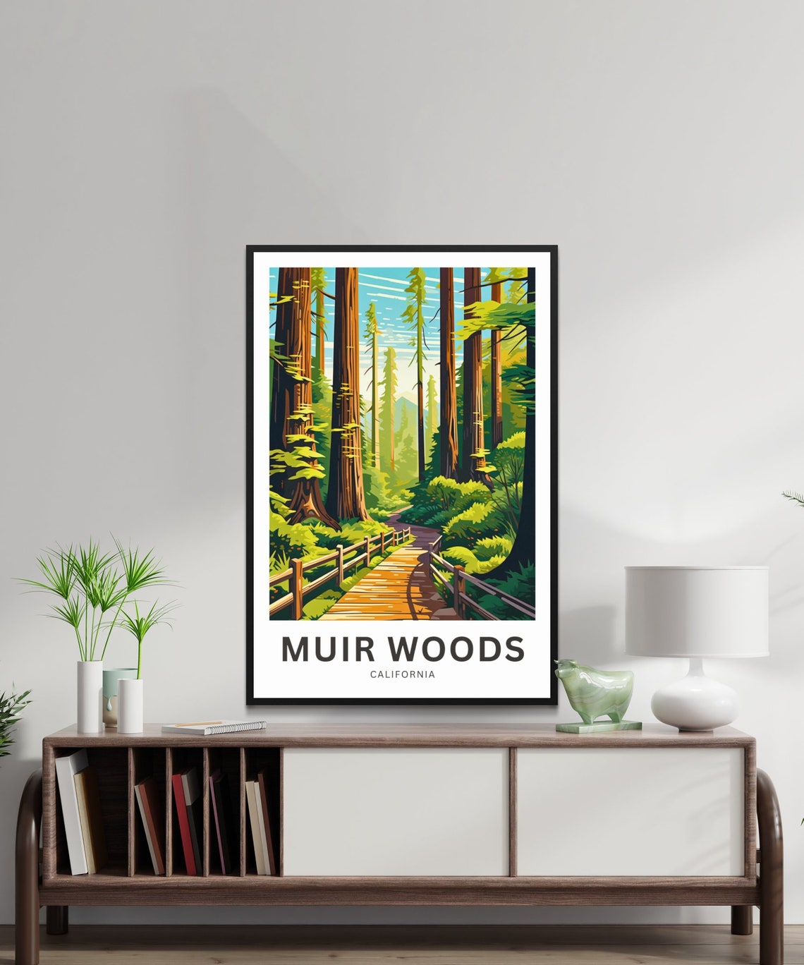 Muir Woods California Redwood Forest Boardwalk Vintage Travel Poster - Image 2