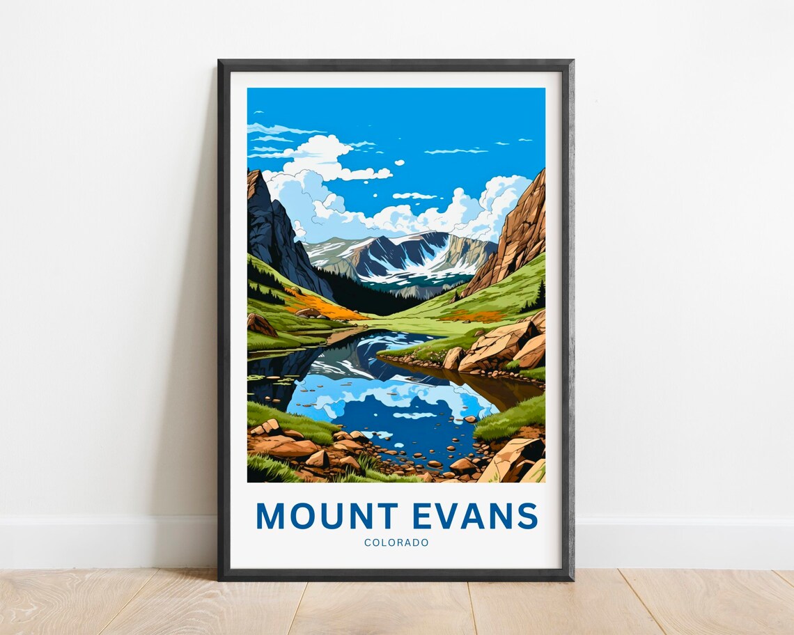 Mount Evans Travel Poster, Colorado Landscape