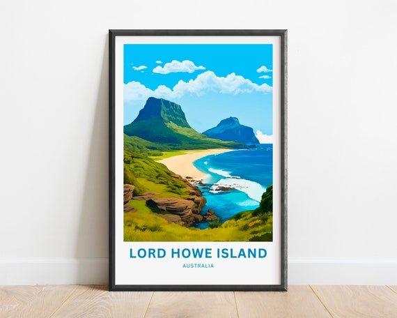 Lord Howe Island Travel Print Poster Australia Wall Art Framed Gift Decor Present Customize Your Text