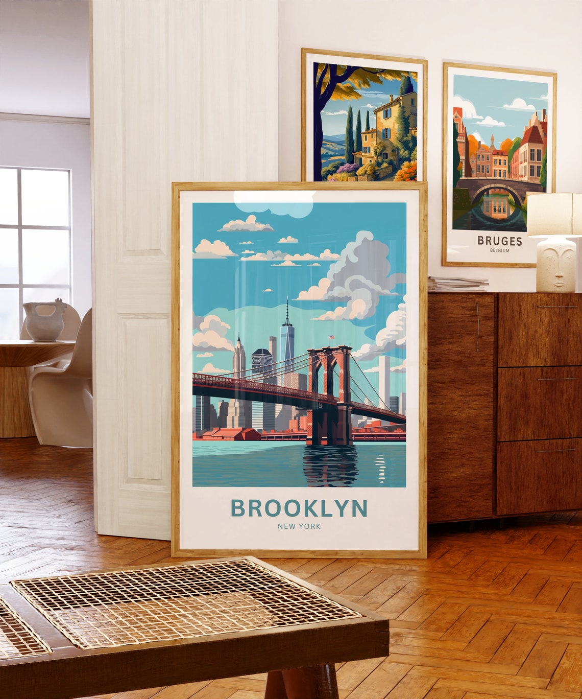 Personalized Brooklyn New York Bridge City Skyline Travel Poster - Image 5