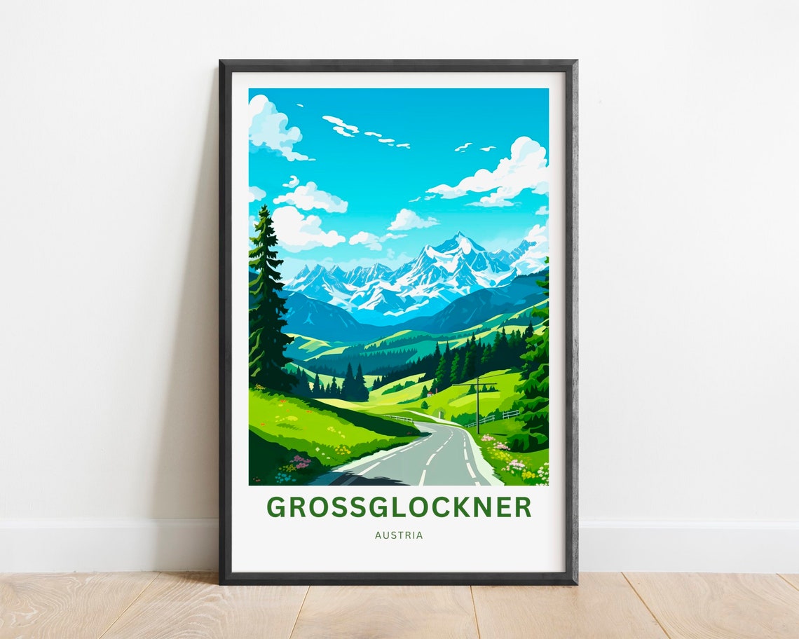 Grossglockner Austria Alpine Mountain Road Snowy Peaks Travel Poster
